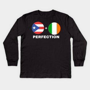 Puerto Rican Plus Irish Perfection Mix Flag Heritage Gift Kids Long Sleeve T-Shirt